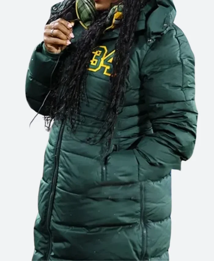 Simone Biles Green Bay Packers Puffer Coat Front Image