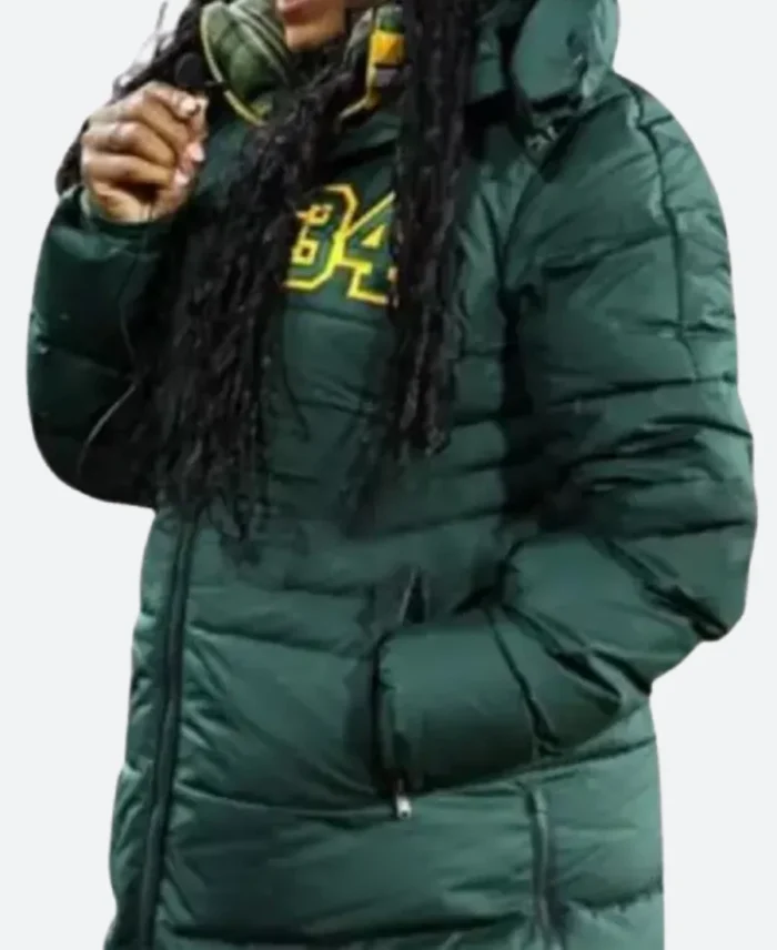Simone Biles Green Bay Packers Puffer Coat Side Image