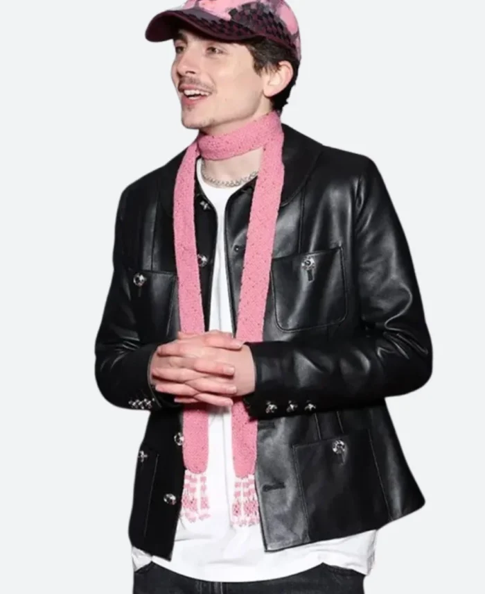 Timothée Chalamet Leather Jacket Front Iamge