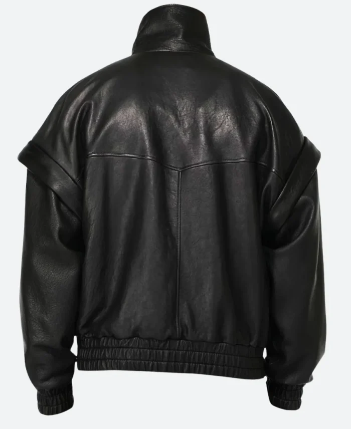 Bella Hadid 2025 Rome Italy Leather Jacket Back Image