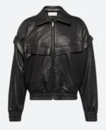 Bella Hadid 2025 Rome Italy Leather Jacket Front Image