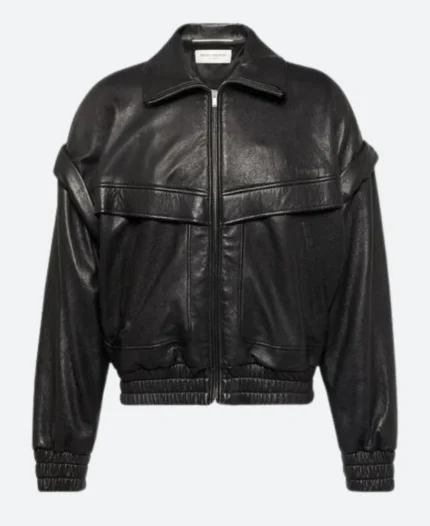 Bella Hadid 2025 Rome Italy Leather Jacket Front Image
