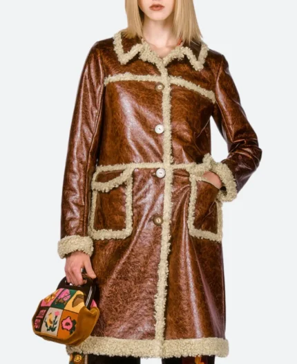 Beyond the Gates Eva Thomas Leather Trench Coat Front Image