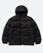 Camo Jacquard Down Puffer Jacket Blacak Image