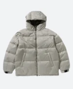 Camo Jacquard Down Puffer Jacket Blacak Image