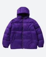 Camo Jacquard Down Puffer Jacket Purple Image