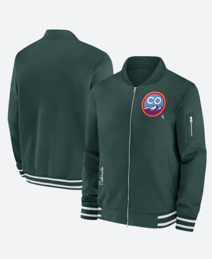 Colorado Rockies Green Bomber Jacket Front & Back Image