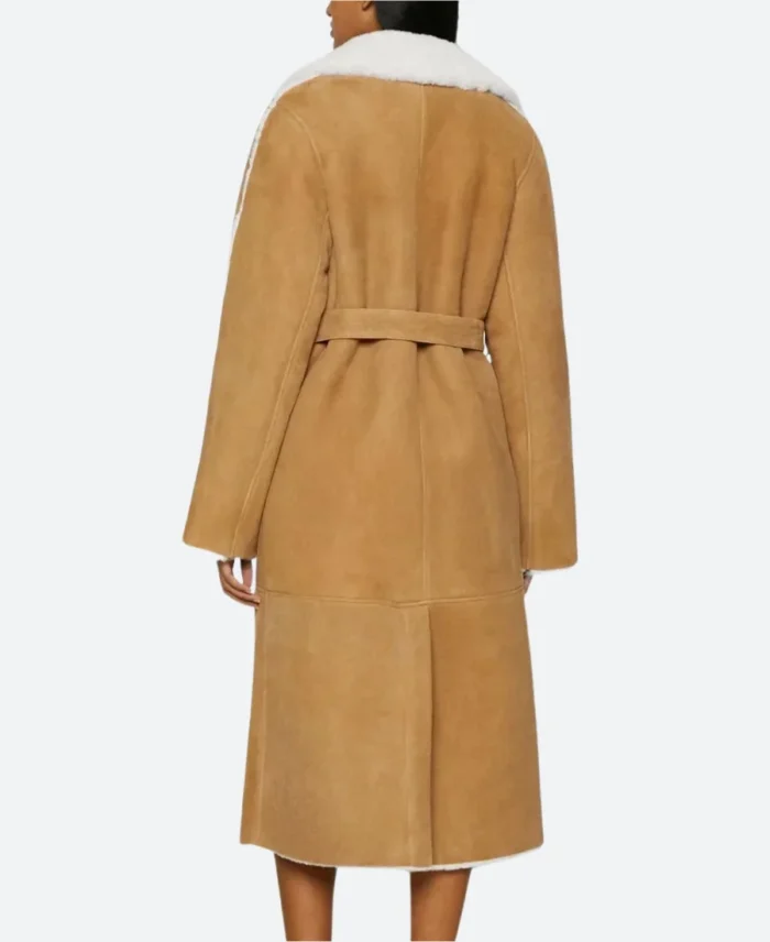 Emily In Paris S04 Camille Suede Leather Coat BAck Image