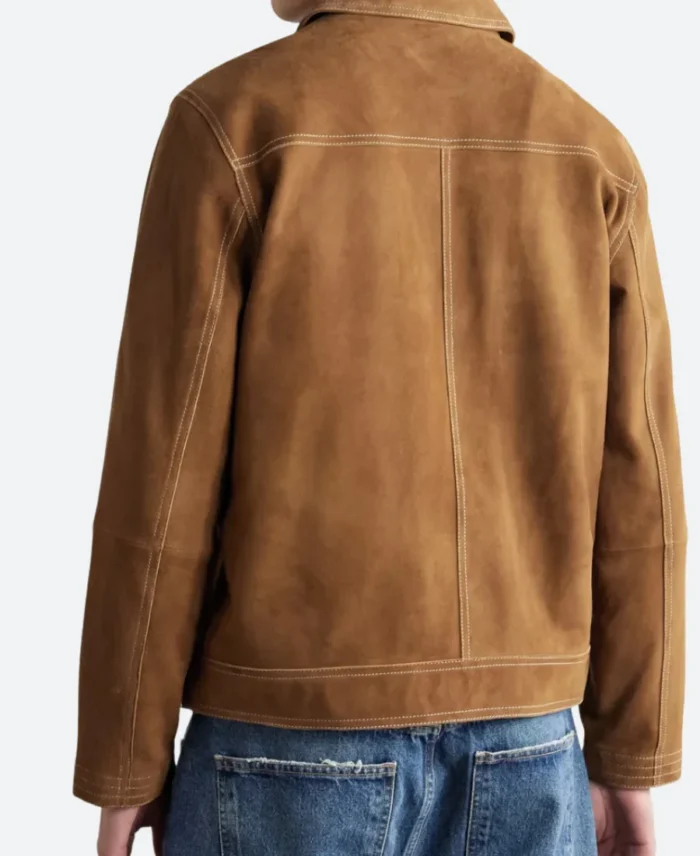 Etalk 2025 Tom Burke Suede Leather Jacket Back Image'