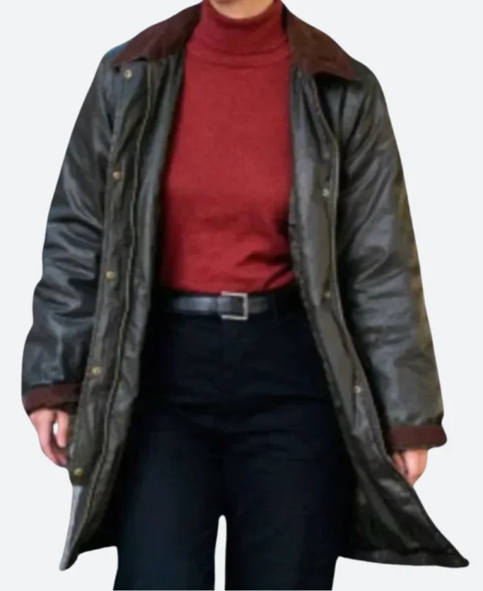 FBI International Jamie Kellett Leather Trench Coat Front Image