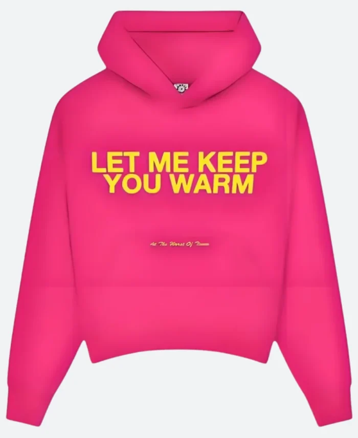 Let Me Keep You Warm Pullover Hoodie Pink Image