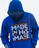 Made In His Image Hoodie Blue Front Image