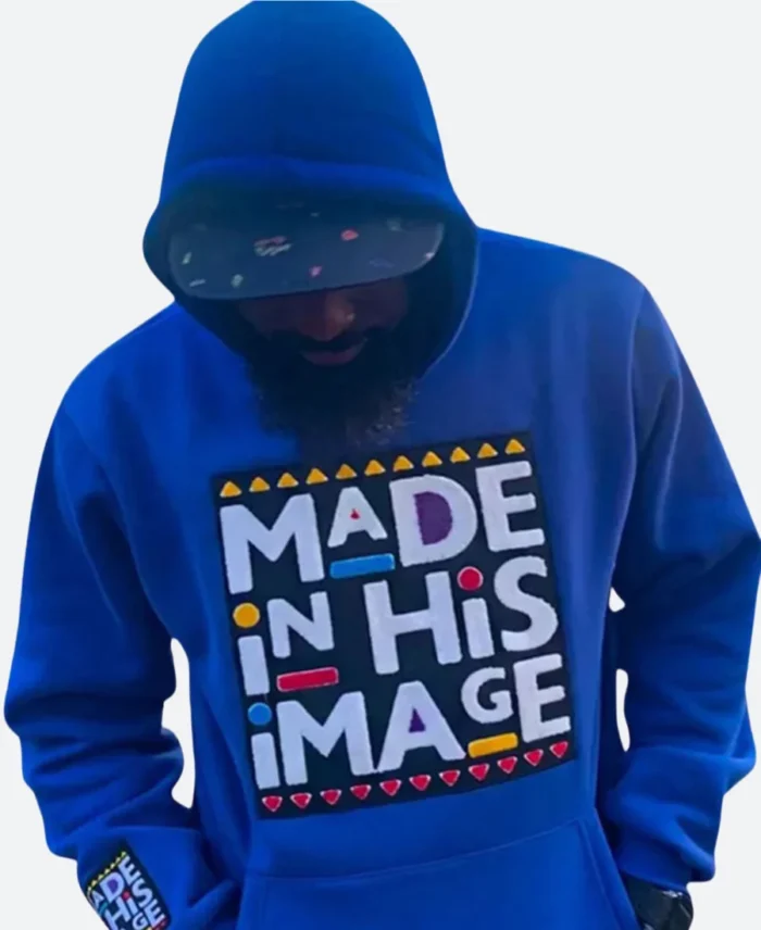 Made In His Image Hoodie Blue Front Image