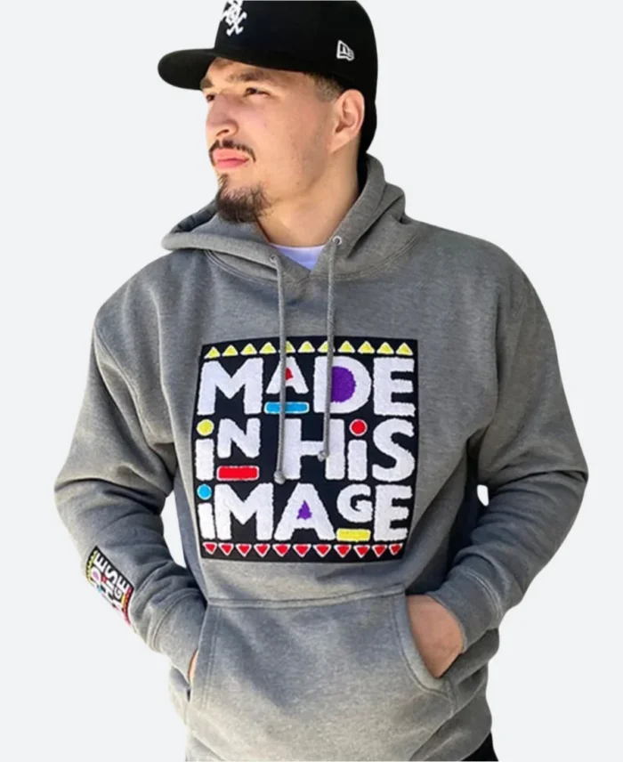 Made In His Image Hoodie Grey Front Image