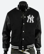 NY Yankee Letterman Varsity Jacket Front Black Image
