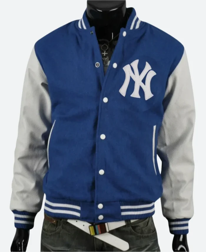 NY Yankee Letterman Varsity Jacket Front Blue Image