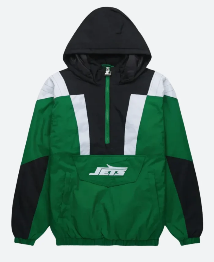 New York Jets Quarter Zipper Hooded Jacket Front Image