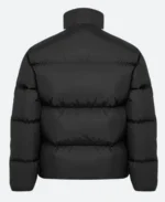 Palm Angels White Stripped Puffer Jacket Black Back Image
