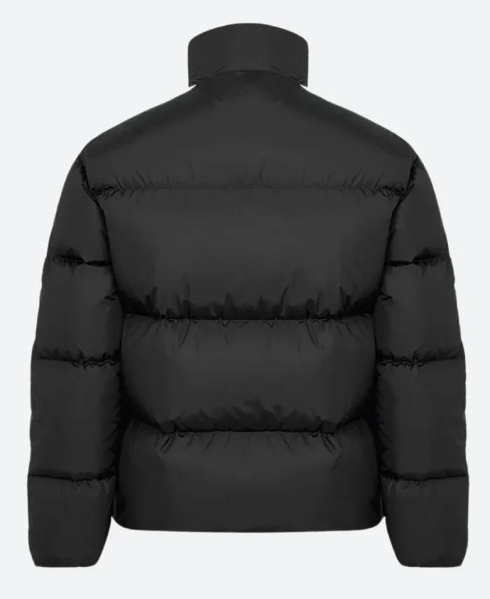Palm Angels White Stripped Puffer Jacket Black Back Image