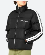 Palm Angels White Stripped Puffer Jacket Black Image