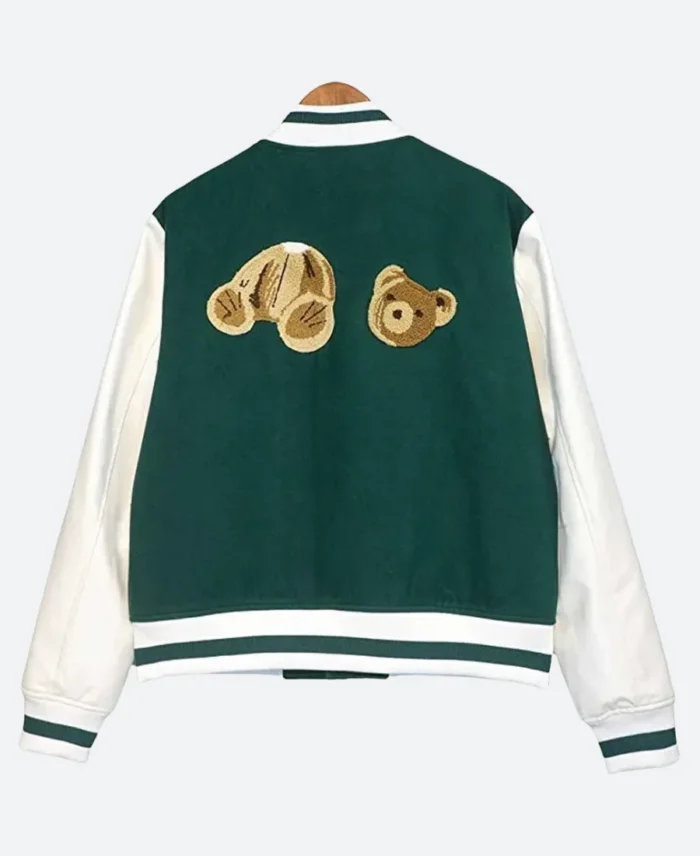 Palm Angels X 50 Bear Varsity Jacket Green Back Image