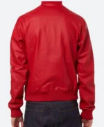 Pharrell Williams Striped Leather Jacket Red Back Image