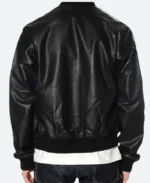 Pharrell Williams Striped Leather Jacket Black Back Image