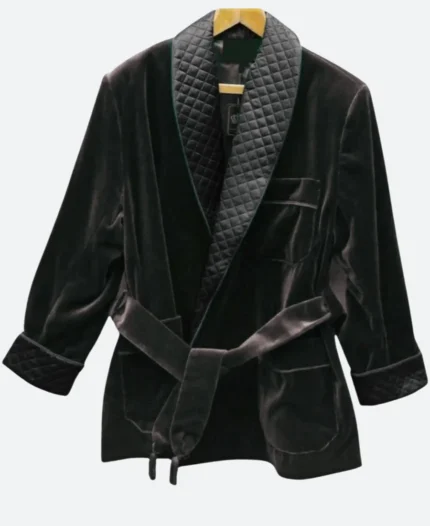 Roselli Smoking Robe Front Black Image