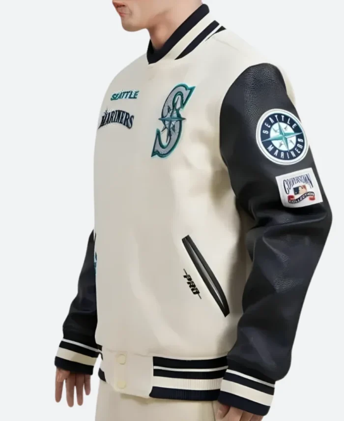 Seattle Mariners Varsity Jacket Left Arm Image