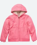 Sherpa Lined Pink Hooded Jacket Front Image