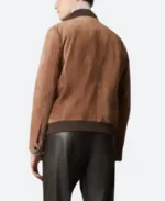 The Drew Barrymore Show Glen Powell Suede Leather Jacket Back Image