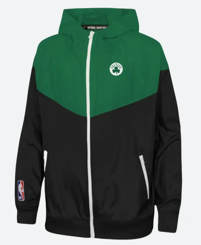 Boston Celtics Black Hooded Jacket Front Image