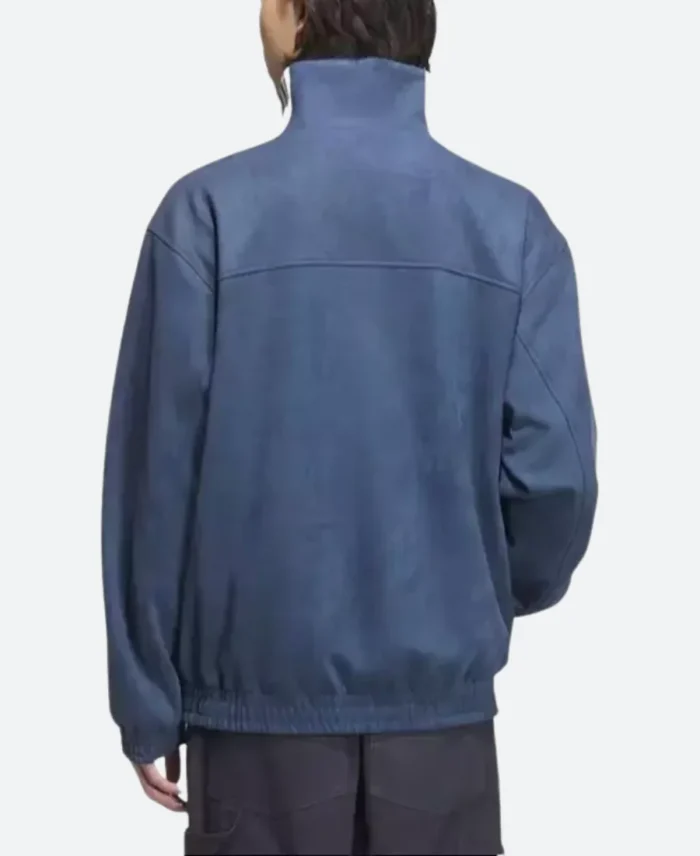 Chinese New Year Blue Suede Leather Jacket Back Image