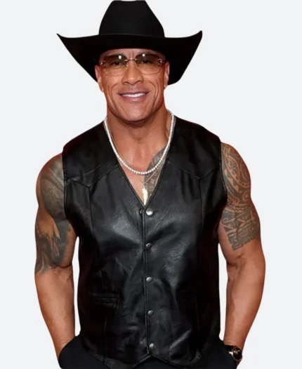 GQ Men Of The Year Dwayne Johnson Leather Vest Front Image