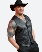 GQ Men Of The Year Dwayne Johnson Leather Vest Full Image