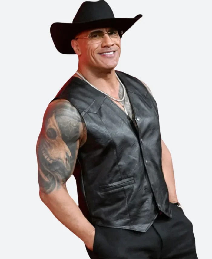 GQ Men Of The Year Dwayne Johnson Leather Vest Full Image