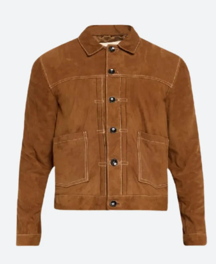 Law and Order Organized Crime S05 Stabler Jr. Suede Leather Jacket Front Image