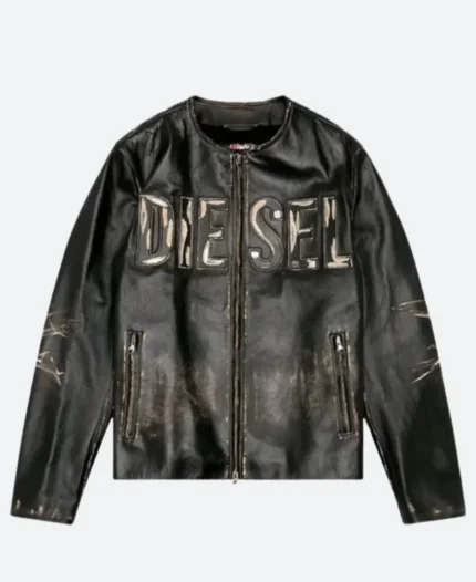 Mens Diesel Distressed Leather Jacket