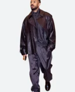 Michael B. Jordan Black Leather Jacket Front IMAge