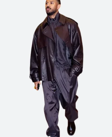 Michael B. Jordan Black Leather Jacket Front IMAge