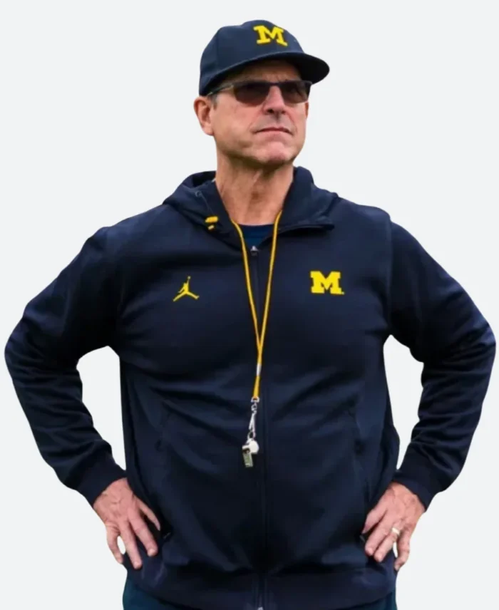Michigan Wolverines Jim Harbaugh Zipper Hoodie Coach Image