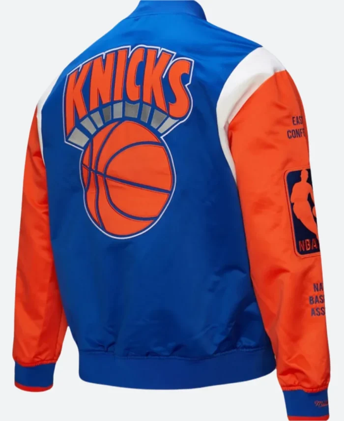New York Knicks Blue Varsity Jacket Back Image