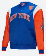 New York Knicks Blue Varsity Jacket Front Image