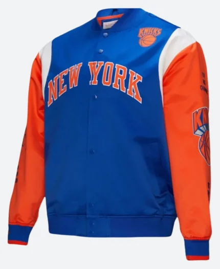 New York Knicks Blue Varsity Jacket Front Image