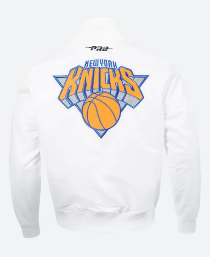 New York Knicks Blue Varsity Jacket Front Image