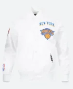 New York Knicks Blue Varsity Jacket Front Image