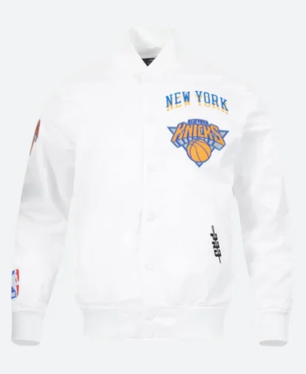 New York Knicks Blue Varsity Jacket Front Image