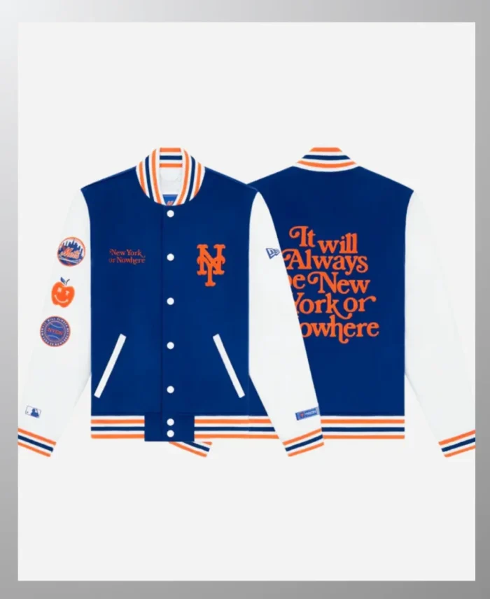 New York Mets Or Nowhere Varsity Jacket Front & BAck Image
