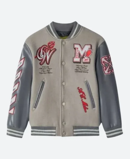 Off White Ac Milan Letterman Varsity Jacket Back Image
