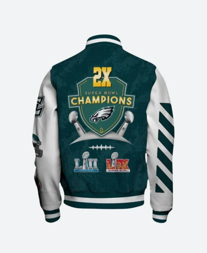 Philadelphia Eagles 2X Super Bowl Varsity Jacket Back Image